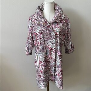 Ali Ro Womens Feminine Cute Floral Lightweight Tunic Windbreaker Jacket 6 Hooded
